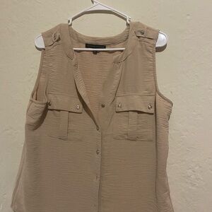 Adrienne Vittadini Beige Sleeveless Blouse